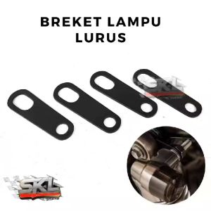 Plat Lurus Hitam Pelat Bracket Braket Holder Lampu LED Sen Rem Motor Custom