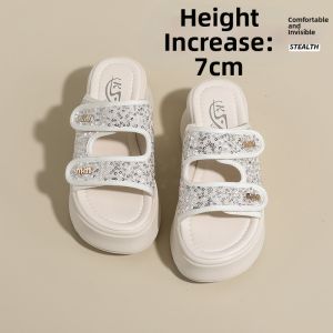 DINGMUYI | High Heel 7cm Elevating Leisure Slippers for Women