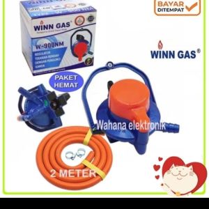 WINN GAS W-900M REGURATOR GAS TEKANAN RENDAH PAKET SELANG ORANGE 2METER