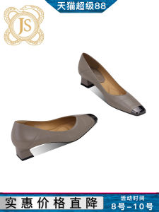 รองเท้าส้นสูงหัวเหลี่ยมโลหะ JESSICA SOPHIA หนังแกะแท้ สีเทา ทรงหัวเหลี่ยม รองเท้าส้นเดี่ยว รองเท้าส้นแบน พื้นนุ่ม ใส่สบาย สำหรับผู้หญิง