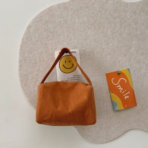 Daily Canvas Corduroy Square Bag Harajuku Style Handbag for Strolls Simple Zipper Closure Solid Color Fashionable Tote Bag