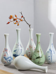 Chic White Porcelain Flower Vase Buddhist Altar Supplies Tea Ceremony Decor Small Size Chinese Style Home Decoration Ornament