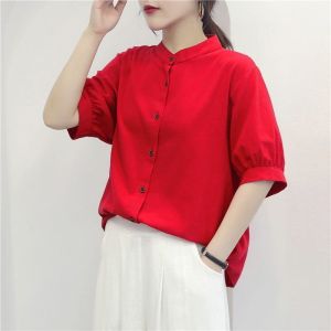 Lieoyuarn | Summer Cotton Linen Retro Literary Loose Slim Fit Shirt