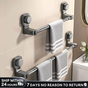 ORDNEVO Towel Rack Punch Free Wall-mounted Towel Rack Bathroom Rack Hanging Toilet Accesories Organizer