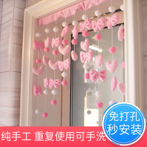 หัวใจสีชมพูบ้านไม่จําเป็นต้องเจาะยอดนิยมห้องนอนห้องครัวห้องน้ําม่านประตูพาร์ทิชันผ้าม่านสําหรับใช้ในเชิงพาณิชย์