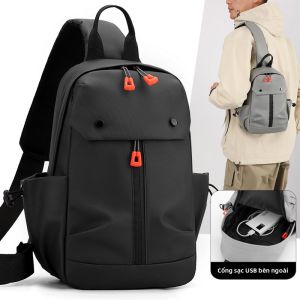 Balo Ngực Nam Đa Năng Chống Thấm Nước Thể Thao Ngoài Trời Thể Thao Xe Đạp Đeo Chéo Vai Đơn Giản Phong Cách Thường Ngày Màu Trơn