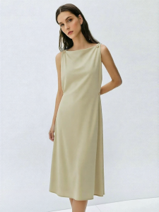 AMII | Elegant One-Shoulder Metal Button Womens Dress