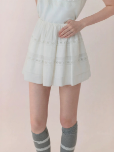 AIVEI | Spring New White Fresh First Love Style Elastic Waist A-line Skirt