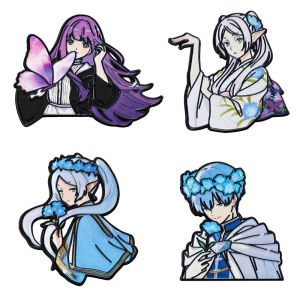 4Pcs Frieren Beyond Journeys End Enamel Pins Set Anime Frieren Fern Stark Brooches for Backpack Fans Gifts