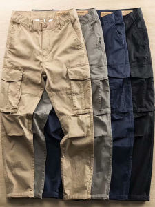 Loose Casual Straight Leg Work Pants Mens Comfortable Straight Fit Casual Workwear Cotton Twill Summer Thin Style