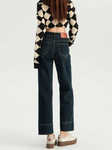 Slim Fit High Waist Straight Leg Jeans Womens Thin Cement Grey Summer Casual Washed Denim Nine Point Grandmother Smoke Tube Pants