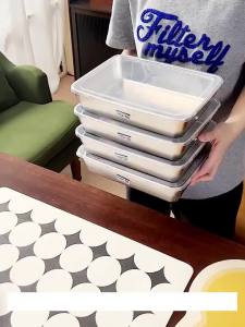 2pcs Stainless Steel Food Storage Container Rectangle Dish with Cover Noodles Fruit Tray Lunch Box Thick Refrigerator Plate