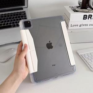 For iPad Air 11 10th 4 5 10.9 13 Leather Case iPad 11th pro 11 10.2 9th 7th 8th 10.5 9.7 Acrylic Clear Hard Magnetic Fold Cover