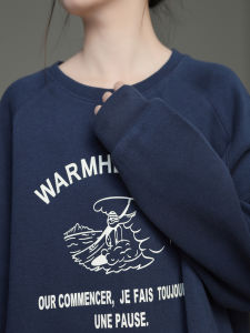 TongTongJia Womens Loose Fit Printed Sweatshirt Shoulder Sleeve round Neck Slimming Top Comfortable Cotton Polyester Blend