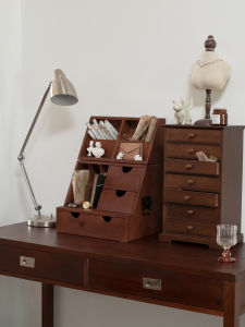 Rustic Japanese Style Handmade Solid Wood Cosmetic Storage Box Multi-layer Desktop Organizer Drawer Multi-functional Cabinet