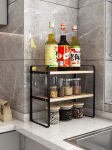 Multi-Layer Kitchen Countertop Storage Rack Spice Organizer Metal Material Chinese Style Cooking Utensil Organizer