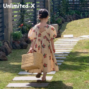 Unlimited X Bubble Sleeve Dress Girl Princess Summer Baby Bubble Sleeve Vacation Dress Floral Sweet Dress