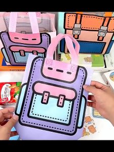 Cute Tote Bag Dopamine Colorful Student Birthday Gift Party Cute Recycle Waterproof Handbag Kids Doorgift Tuition