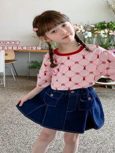 Fashionable Short Sleeve T-Shirt for Girls Full Print Cartoon Design Casual Cotton Top Stylish Half Sleeve Summer Shirt