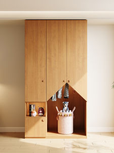Real Wood Handleless Childrens Closet Storage Cabinet
