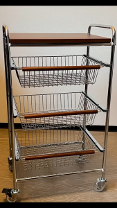 SJorage Rolling Storage Cart 4-5 Tiers Metal and Wood Frame Detachable Baskets 360° Swivel Wheels for Home