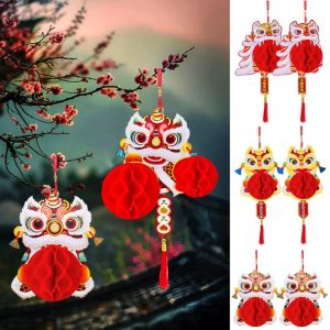 2025 Snake New Year Honeycomb Lantern Vibrant Red Lion Dance Lamp Exquisite Spring Festival Home Decor