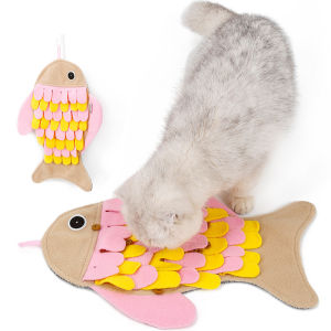 DY Loving Pet Toy Fish Shaped Pet Sniffing Pad Plush Hidden Food Dog Puzzle Training Big Dog Anti Disassembly Home Relaxation Cat Scratch Toys