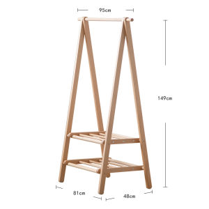 Nordic Style Wooden Hanger Household Coat Rack Floor Minimalist Small Apartment Bedroom Hanger Room Cloth Rack