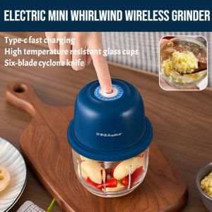Electric Mini Whirlwind Wireless Grinder Electric Food Chopper Type-c Wireless Meat Grinder Garlic Masher Kitchen Tool