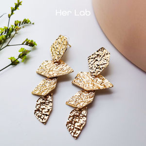 Her Lab Jewelry | Bông tai lủng lẳng vảy hình học | Nhẫn vàng 14k | Bông tai vàng sang trọng | thiết kế đặt ở lại | Quà Tặng Miễn Phí | Trang sức đính hôn | phong cách Hàn Quốc nhiều lớp | bạc 925 Sterling