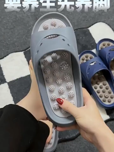 Men Acupressure Massage Slippers Non Slip EVA Thick Sole Open Toe Slides Reflexology Foot Massage Sandals Indoor Outdoor Comfort Casual Slipper For Men