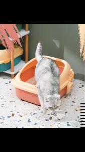 All Cat Litter Box Extra Large Litter Basin Anti Splash Cat Toilet Litter Tray Tempat Berak Kucing