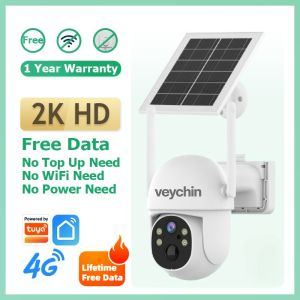 【Lifetime Free Data】4G Solar CCTV Camera 2K HD Outdoor Wireless No WiFi Needed No Power Required AI Motion Detection 2-Way Audio 0 Electricity Billveychin S52