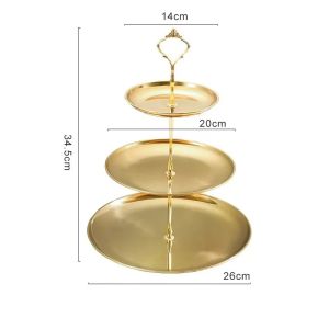 JUSTINLAU 2/3layer Stainless Steel Cake Stand Gold/Silver Dessert Plate Detachable Dessert Plate Cupcake Stand Dessert Stand