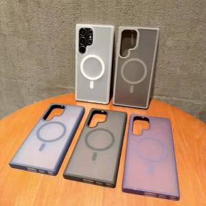 Luxury Clear For Magsafe Case For Samsung Galaxy S24 S23 S22 Ultra S24Plus Magnetic Wireless Charge Translucent Shockproof Cover