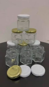 40ml 180ml 300ml Hexagon Glass Jar Bottle For Doorgift Botol kaca heat resistant Honey jar botol madu