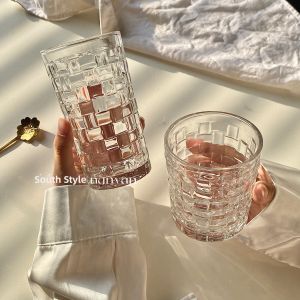 XIAXIU | Ins Trendy Embossed Glass Juice Cup