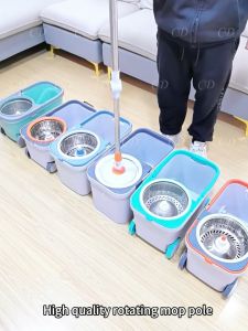 CD Spin Mop Handle Replacement Thick Stainless Steel Hydraulic Rod Handle with Mop Head Refil for Large Mop Heavy Duty