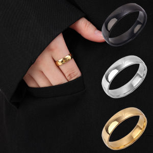 6mm Stainless Steel Classic Simple Couple Ring Minimalist Gold Plated Glossy Titanium Steel Rings Women Men Wedding Engagement Band