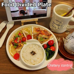 Portable Round Plastic Divided Food Tray Breakfast Food Plate Portion Control Dinner Plate For Healthy Eating