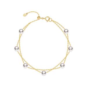 Helas | Double Layered Full Star Style Akoya Seawater Pearl Bracelet