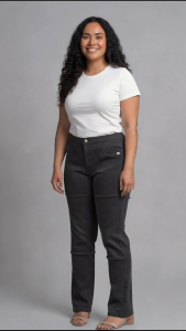 Plus Size Women High Waist Straight Pants M-4XL Stretch Office Work Trousers Casual with Front Pockets