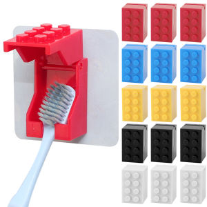 Creative Toothbrush Holder Dust Waterproof Building Block Toothpaste Storage Rack Paste Wall-mounted Holders Bathroom Products