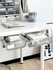 under Desk Drawer Extra Deep Hidden Invisible Storage Box Desktop Organizer Plastic Rectangular Simple Style for Dormitory