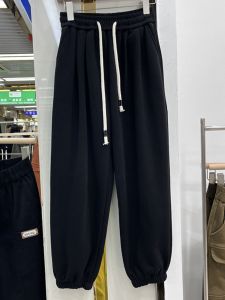 กางเกงกีฬาผู้หญิงบุขนแกะ กางเกงขายาวทรงหลวมเอวสูง กางเกงขายาวทรงหลวมสไตล์เกาหลี กางเกงขายาวทรงหลวมสำหรับฤดูใบไม้ร่วงและฤดูหนาว