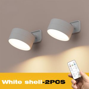 XIWANGFire | LED Magnetic Wall Lights Wireless Rechargeable Wall Lamp 360° Rotation Ambient Light With Remote Spotlight Wall Sconce RoomDecor