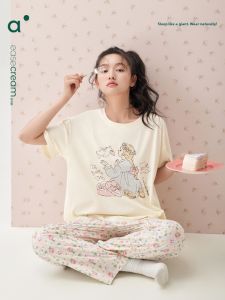 Summer Thin Cotton Sleepwear Set Cute Cartoon