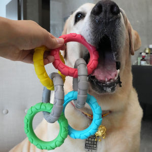 Pet Dog Toy Interactive Rubber Ring Teeth Grinding Cleaning Intelligent Training Toy for Small Medium Large Dogs Fun Play