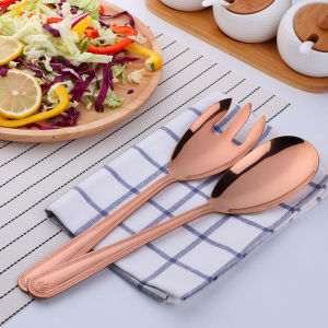 Salad Server Set Stainless Steel Salad Serving Utensil 2-Piece Large Salad Spoon and Fork Serving Set for Kitchen Fruit Forks