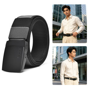 MENSPE Men Sports Belt High Elastic Nylon Belt Outdoor Nylon Belt Adjustable Belt Rotating Buckle Nylon Waistband Double-Sided Two-Color Belt Youth Sports Canvas Pant Belt
